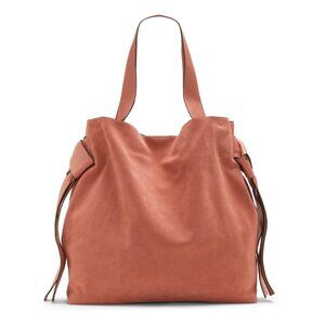 Vince Camuto Cyra Warm Spice Leather Tote Bag Knotted Strap Detail New